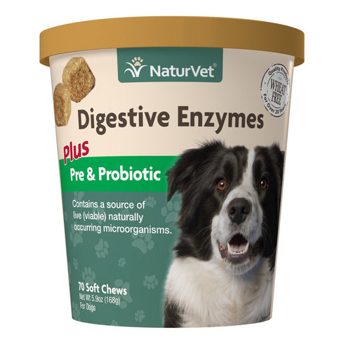 Naturvet Digestive Enzymes 70 Soft Chews with Prebiotics & Probiotics - Poudre Pet and Feed Supply